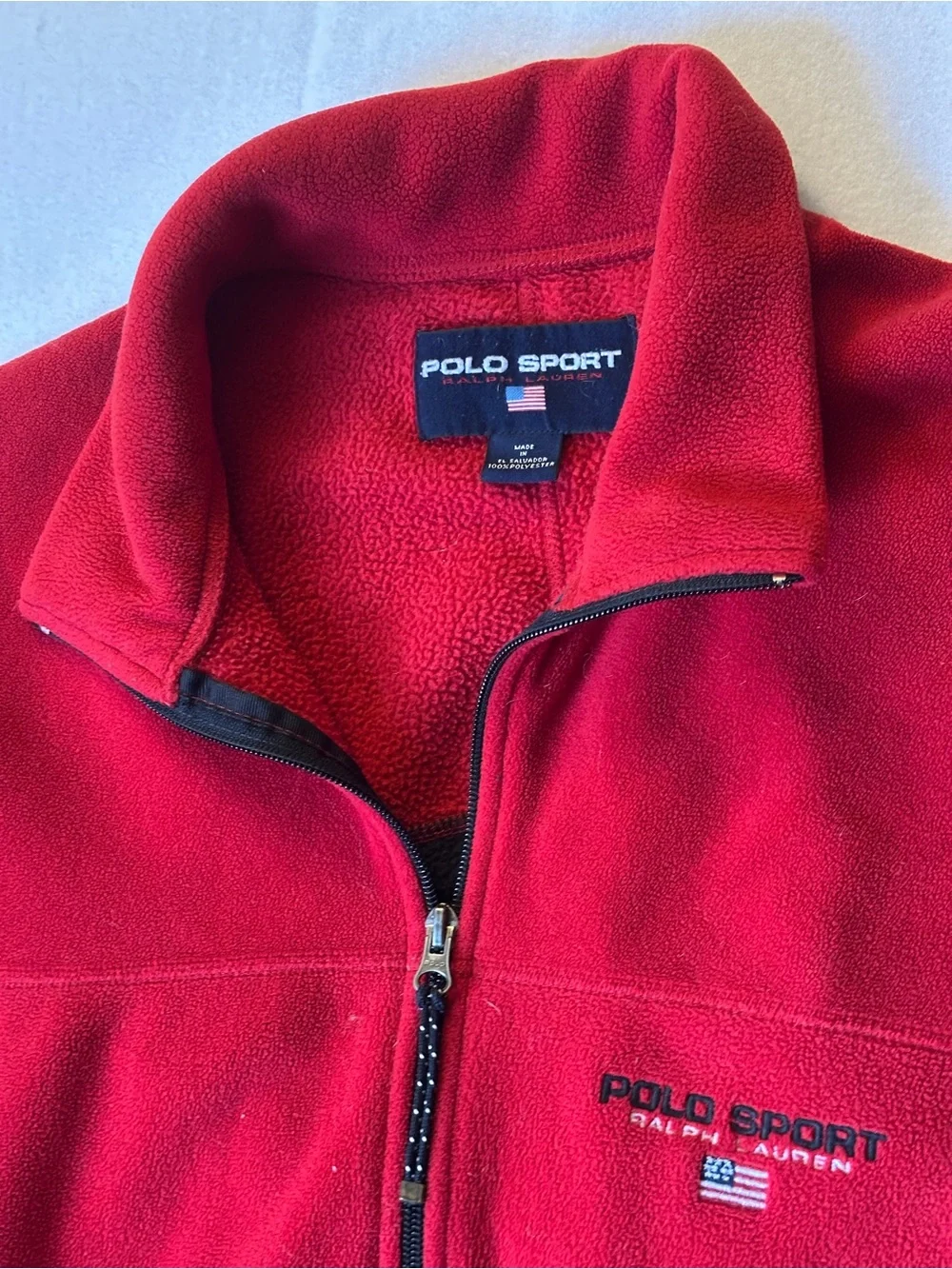Vintage Polo Sport Ralph Lauren Polartec Fleece Jacket XL Red Black